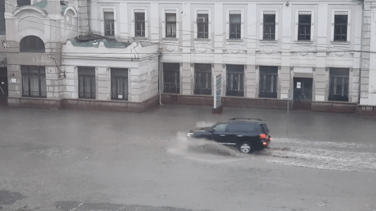 У Чернівцях через зливу підтопило десятки вулиць, а аварійне дерево впало на припарковані автівки