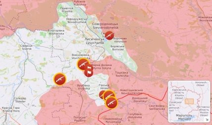 Ситуація на Донбасі станом на 23 червня, карта