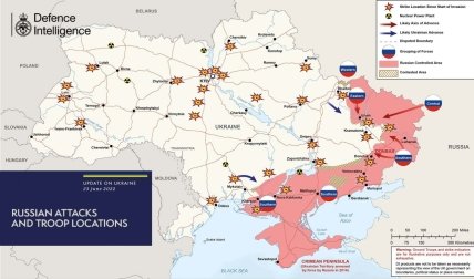 Карта боїв в Україні 23 червня - британська розвідка